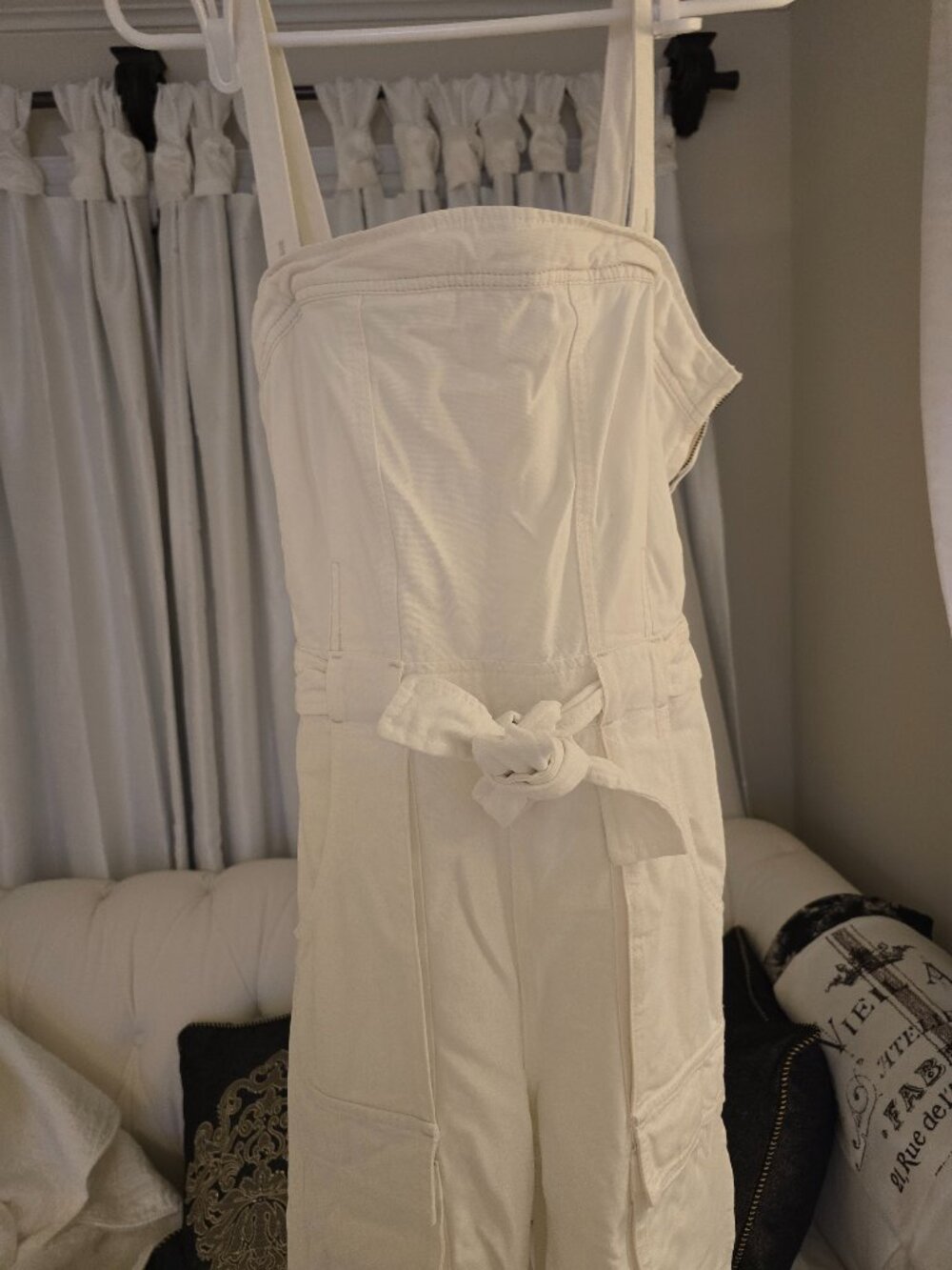 Free People Go West white cargo utility jumpsuit
